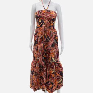 ALC NWT Womens Cotton Halter Top Sleeveless Long Floral Maxi Dress Multi Size 10